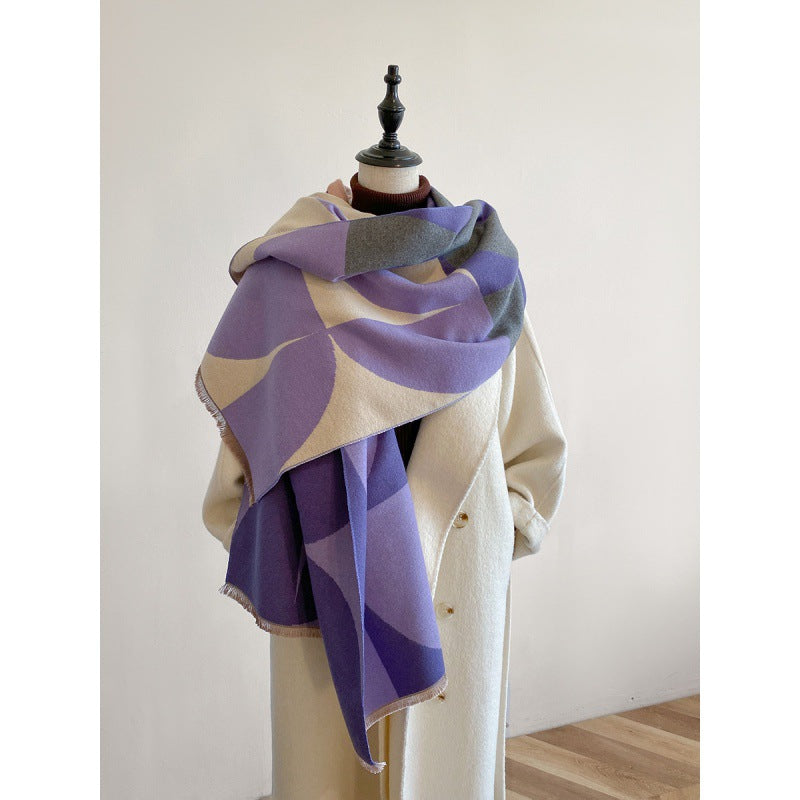 Stitching Flower Design Lengthened Fashion Warm Artificial Scarfs