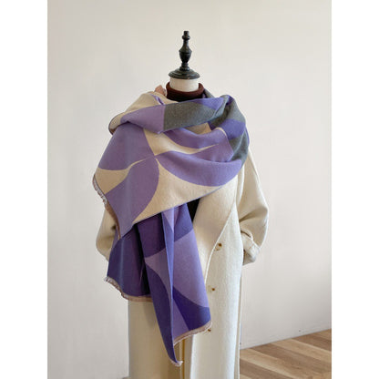 Stitching Flower Design Lengthened Fashion Warm Artificial Scarfs