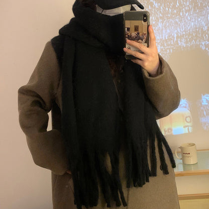 Pure Color Thickened Winter Korean Style Scarfs