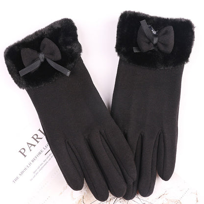 Women's Cycling Cute Bow Warm Cold Protection Gloves