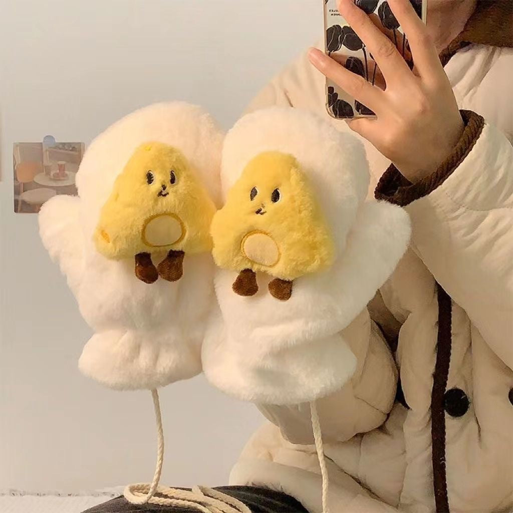 Doll Cute Winter Essential Plush Thickened Gloves