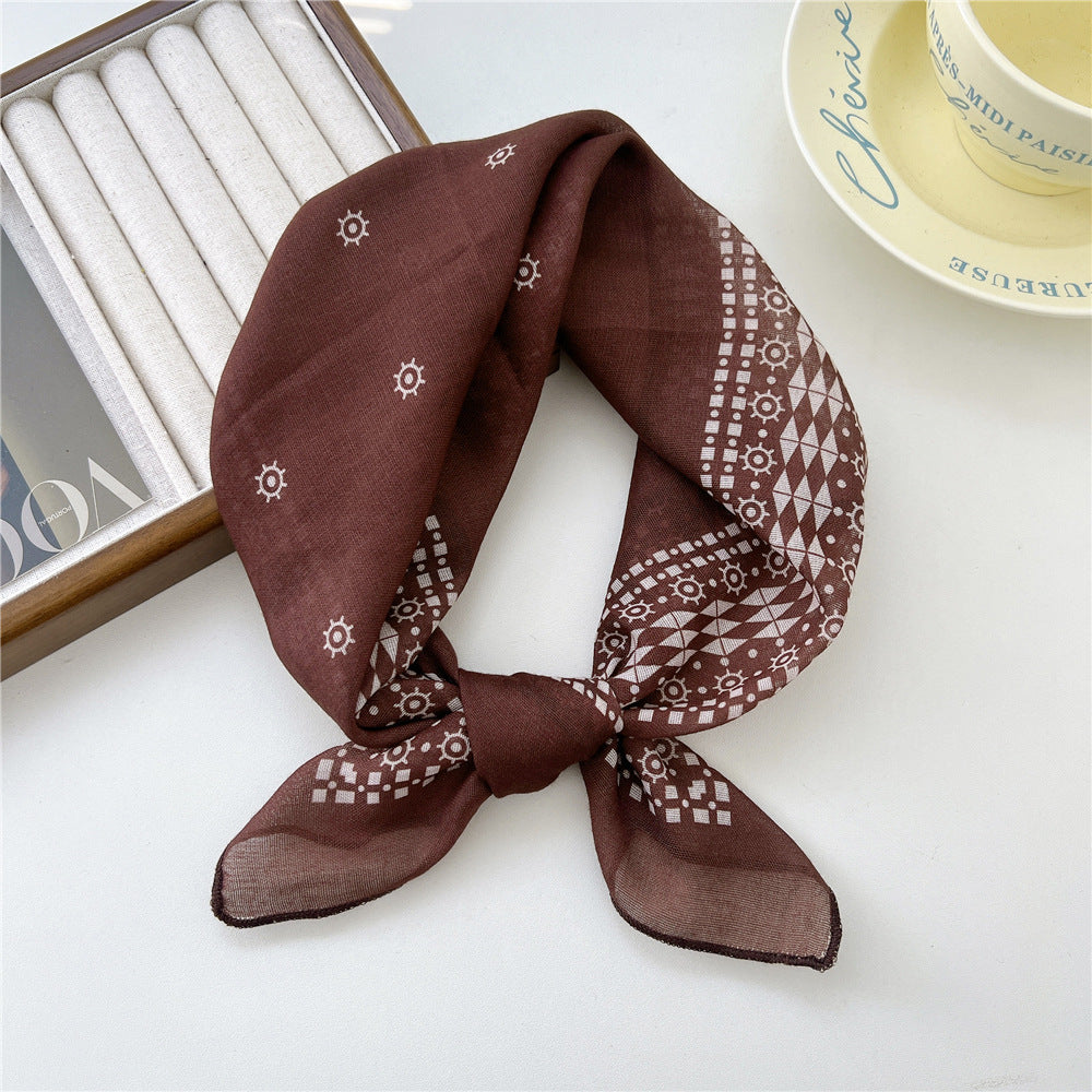 Women's Linen Small Square Towel Neck Decorative Scarfs