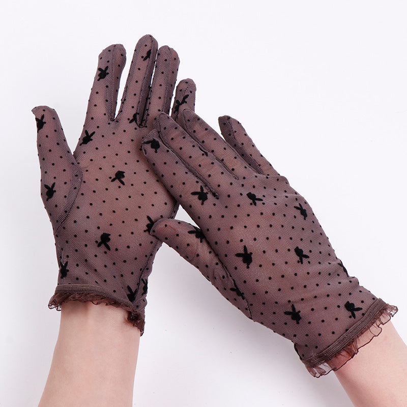 Women's Lace Elegant Sexy Short Summer Breathable Mesh Gloves