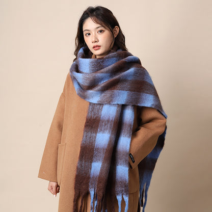 Women's Plaid Korean Thickened British Shawl High-grade Scarfs