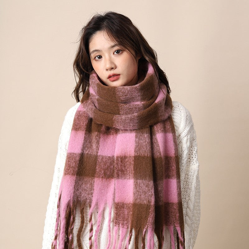 Women's Plaid Korean Thickened British Shawl High-grade Scarfs