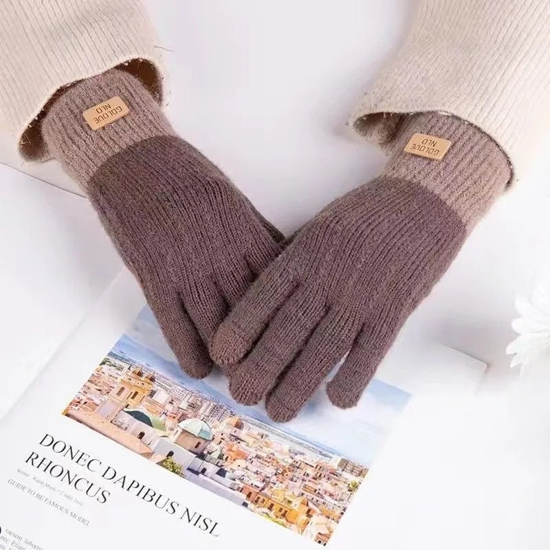 Screen Fashion Finger Outdoor Riding Fleece-lined Gloves