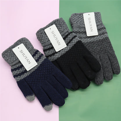 Men's Wool Warm Full Finger Five Knitted Gloves