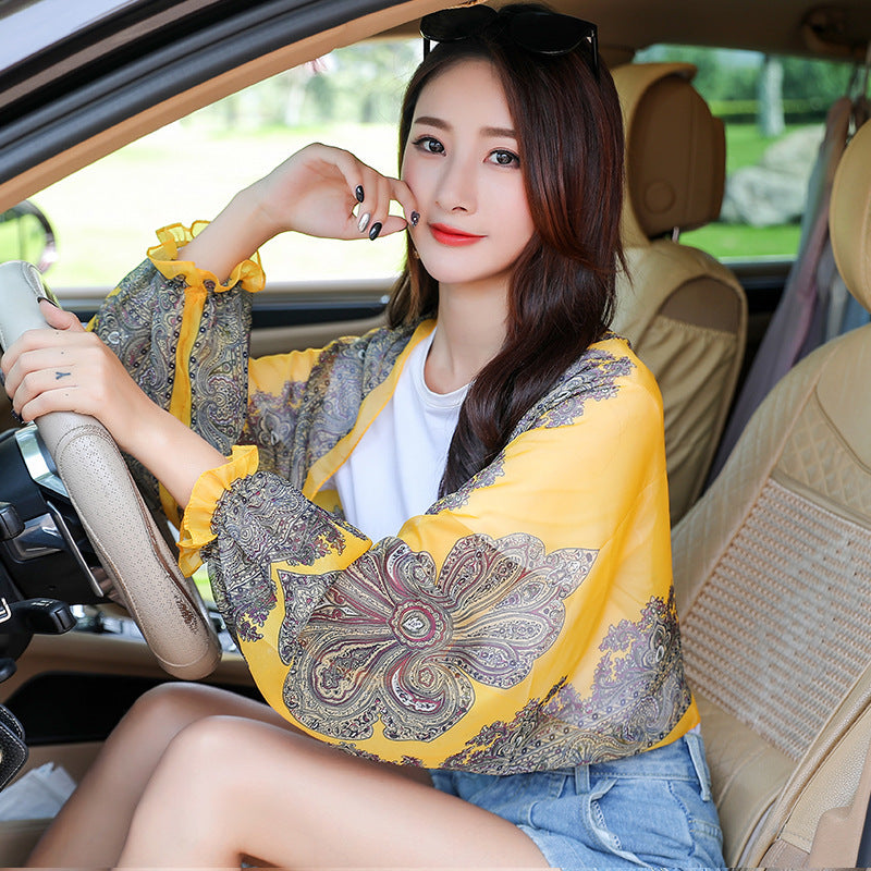 Women's Uv Driving Cycling Long Cuff Chiffon Scarfs