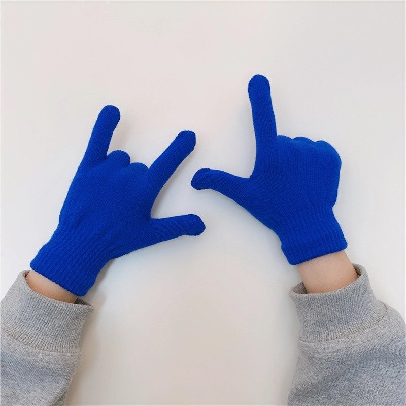 Women's Korean Minority Simple Solid Color Sweet Girly Gloves