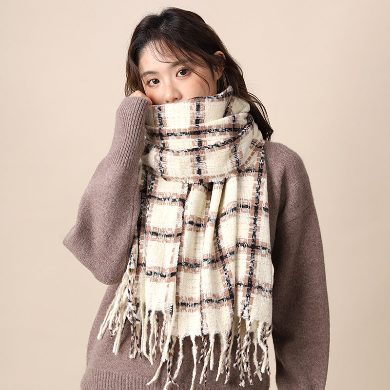 Women's Plaid Korean Thickened British Shawl High-grade Scarfs