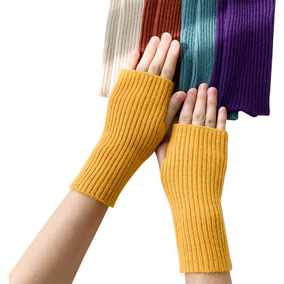 Women's Half-cut Winter Fingerless Cute Writing Korean Style Gloves