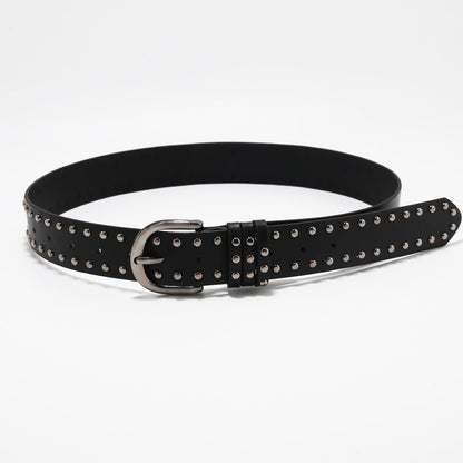 Hip Hop Female Wide Punk Rivets Black Belts