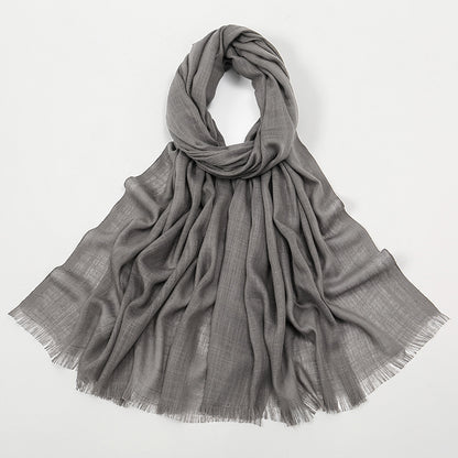 Women's Slub Cotton Solid Color Linen Feel Burrs Scarfs