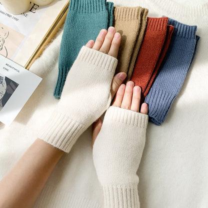 Women's Knitted Half Winter Fingerless Cute Finger Gloves