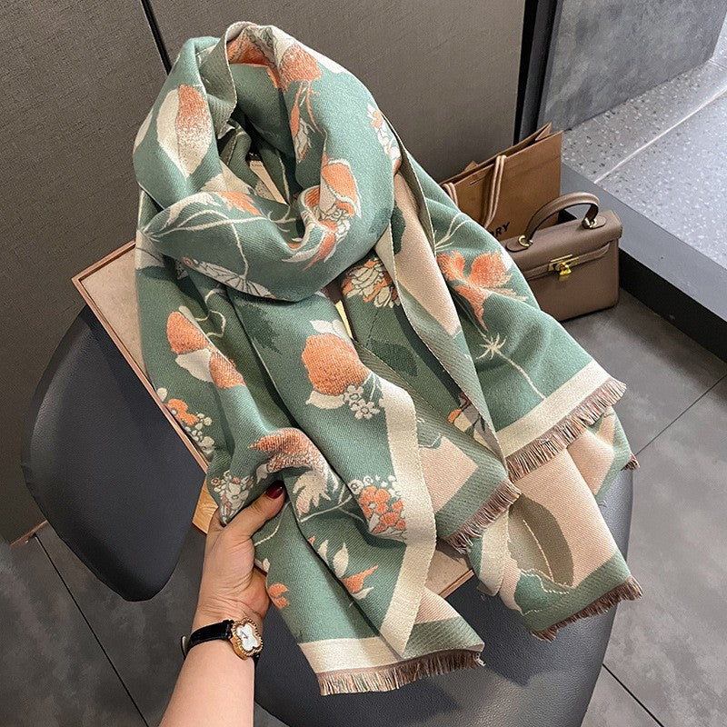 Women's Artificial Cashmere Korean Printed Elegant Warm Scarfs