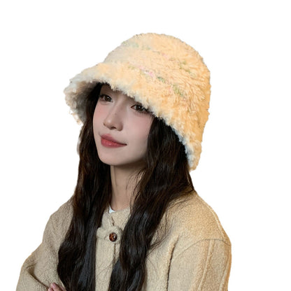 Women's Warm Mixed Color Retro Small Bucket Hats & Caps