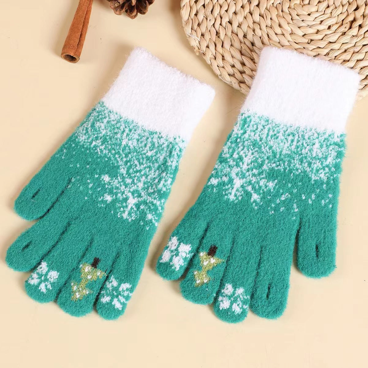 Women's & Men's Winter Open Finger Thickened Warm Big Cute Wool Gloves