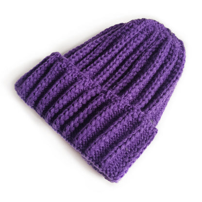 Stripe Knitted Hat Solid Color Woolen Kids' Headwear