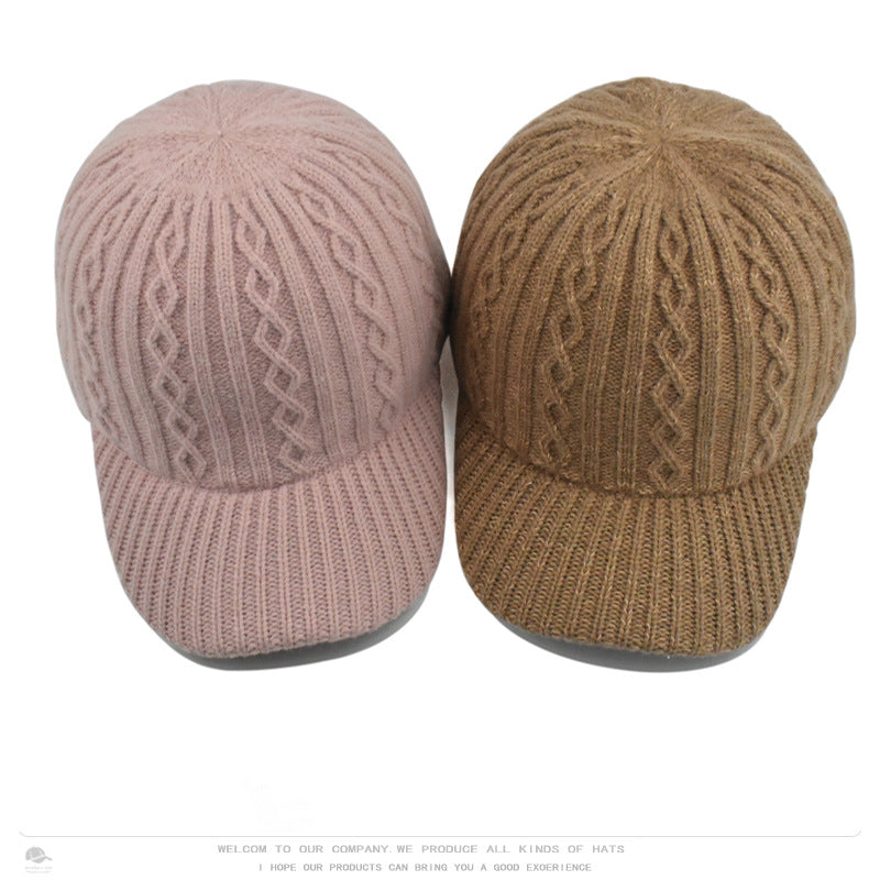 Women's Knitted Wool Baseball Korean Fashion Face Hats & Caps