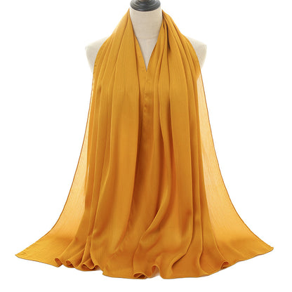 Women's Crepe Natural Pleated Malay Indonesian Popular Scarfs