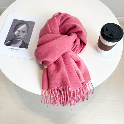 Women's Double-sided Artificial Cashmere Shawl Korean Simple Scarfs