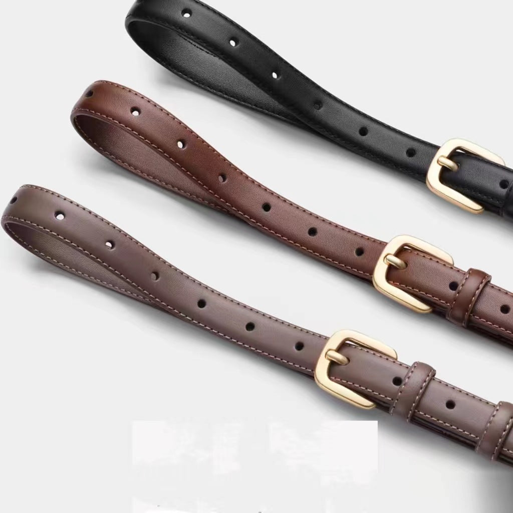 Women's Casual Jeans Thin Black Fashion Pin Buckle Belts