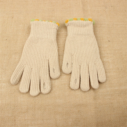 Women's Korean Style Solid Color Knitted Knitting Gloves