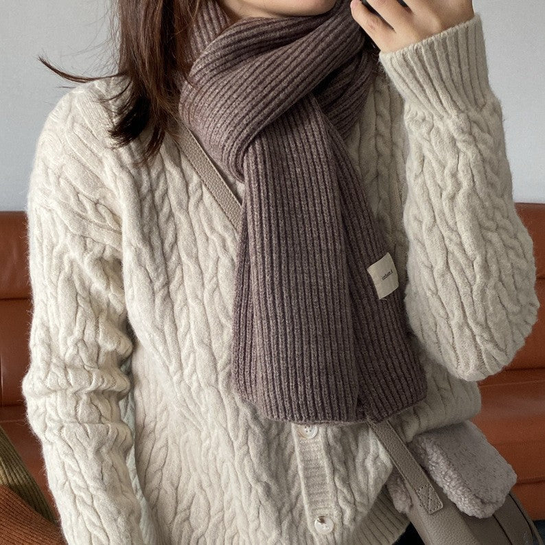 Women's & Men's Long Solid Color Knitted Wool Keep Scarfs