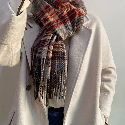 Men's Cashmere Female Color Matching Plaid Shawl Scarfs