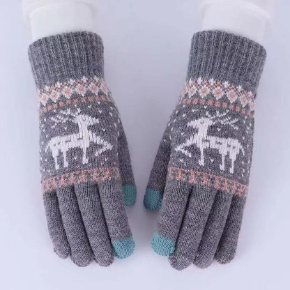 Women's & Men's Winter Warm Touch Screen Riding Christmas Deer Gloves