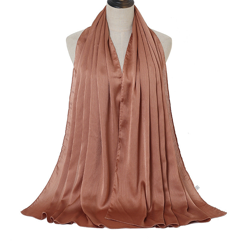 Women's Crepe Natural Pleated Malay Indonesian Popular Scarfs