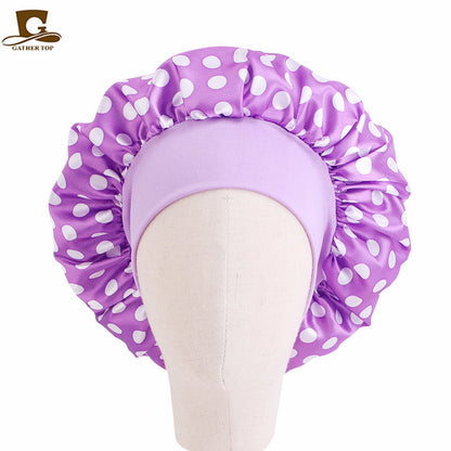 Children's Cartoon Elastic Wide-brimmed Satin Nightcap Shower Kids' Headwear