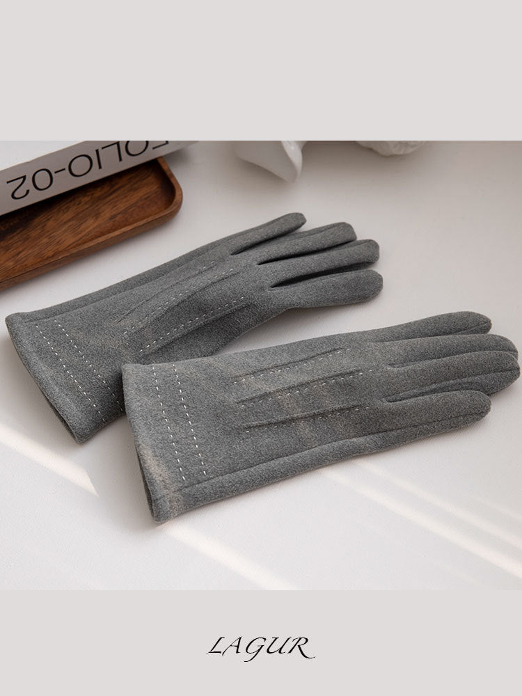 Thickened Fleece-lined Touch Screen Slimming Warm Female Winter Gloves