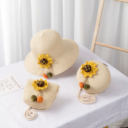 Women's & Children's Straw Hat Outdoor Leisure Travel Cute Flowers Kids' Headwear