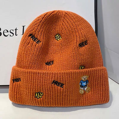 Men's Letters Beanie Cute Melon Skin Slipover Kids' Headwear