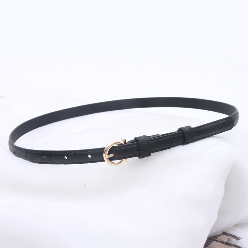 Women's Easy To Match Black Small Simple Thin Retro Belts