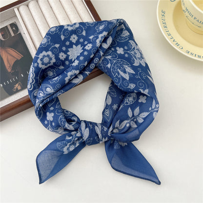 Women's Band Cotton Linen Small Square Towel Scarfs