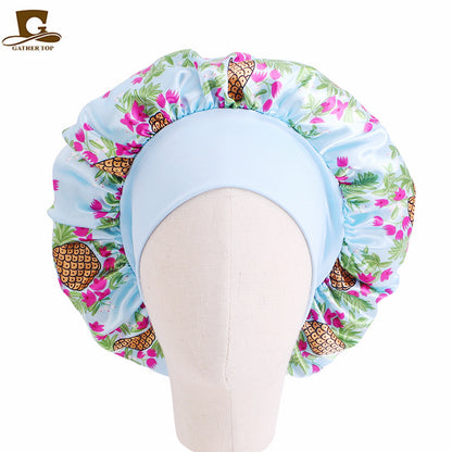 Children's Cartoon Elastic Wide-brimmed Satin Nightcap Shower Kids' Headwear