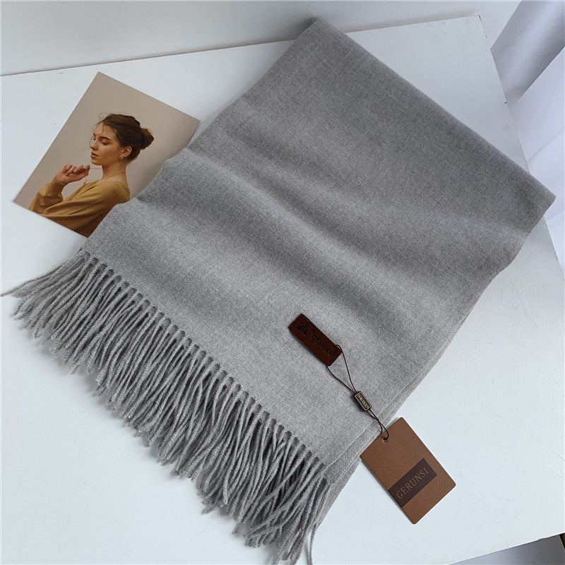 Women's Korean Style Fashion Labeling Solid Color Scarfs