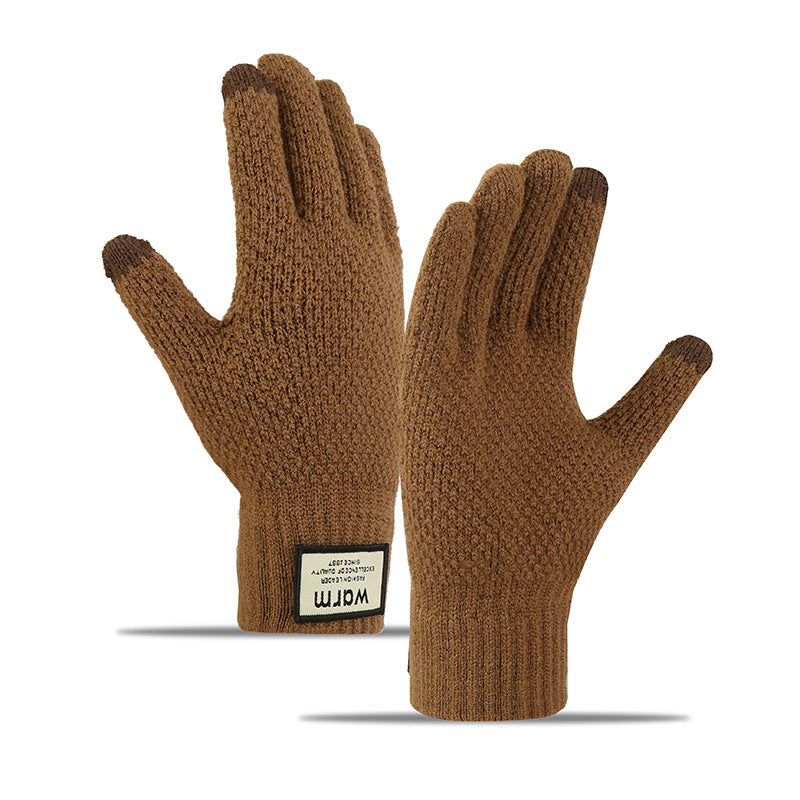 Men's Charging Heating Touch Screen Wool Fleece-lined Thickened Gloves