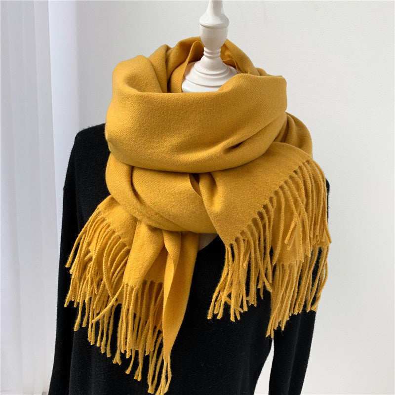 Women's Korean Style Fashion Labeling Solid Color Scarfs