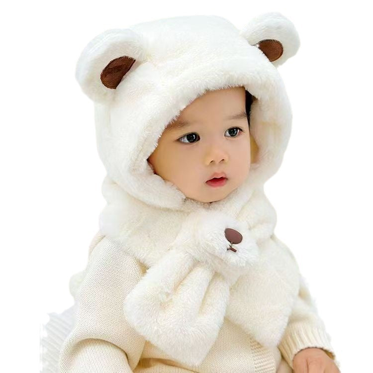 Children's Cute Bear Plush Bonnet Thick Warm Kids' Headwear