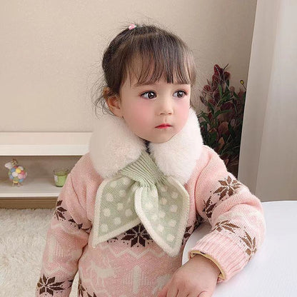 Women's Color Fur Warm Imitate Rex Rabbit Cross Scarfs