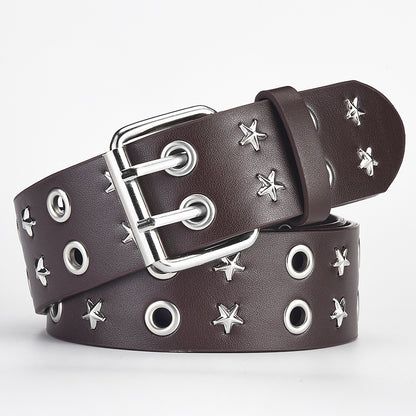 Star Double Row Air Hole Punk Belts