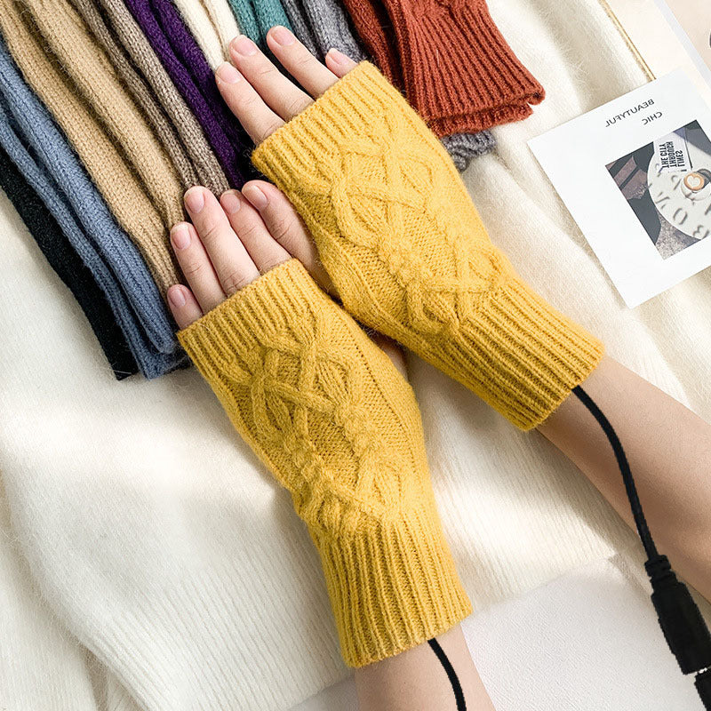 Knitted Half Female Winter Fingerless Finger Gloves