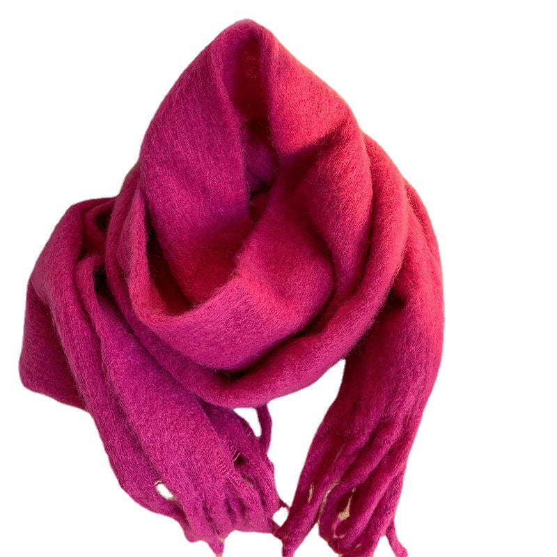 Men's Macaron Color Female Mohair Soft Keep Warm Pure Lengthen Scarfs