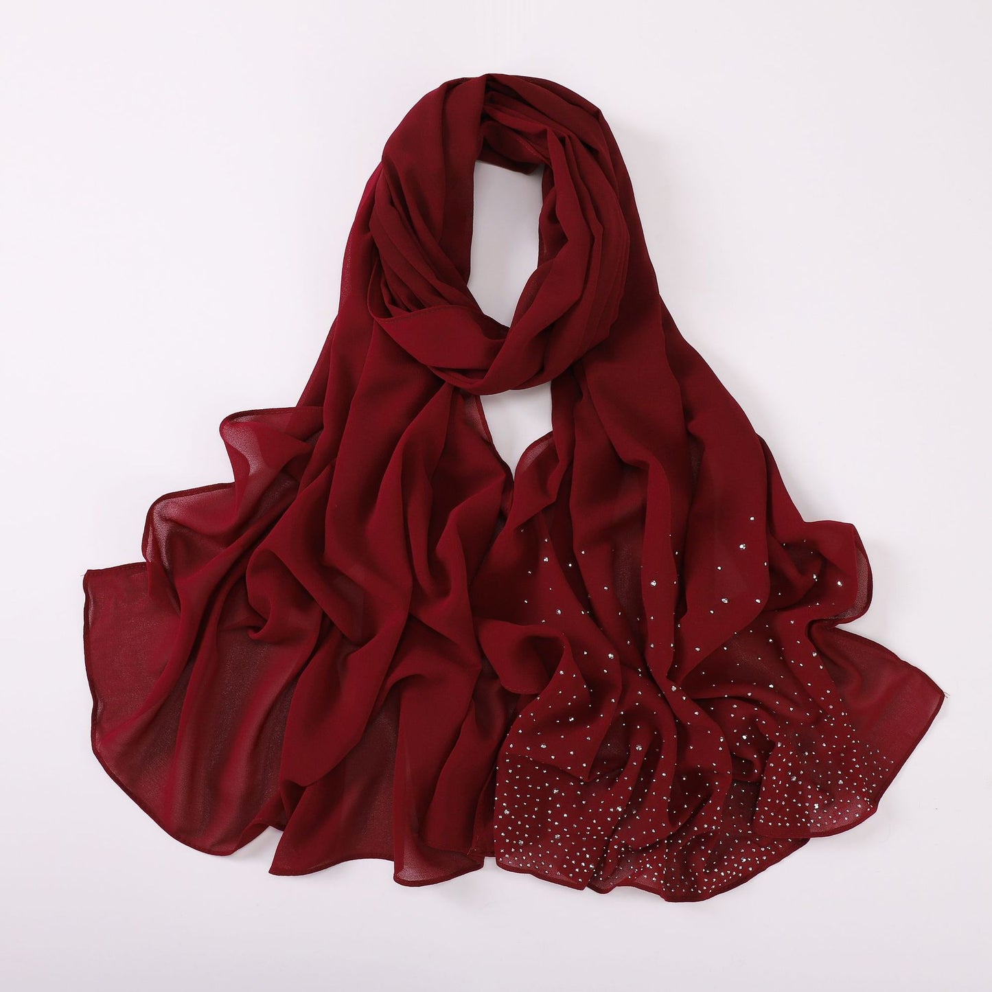 Irregular Starry Rhinestone Chiffon Hui Indonesian Scarfs