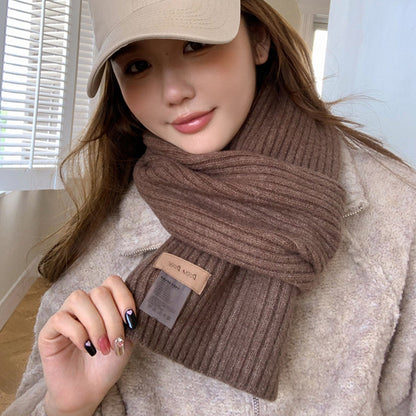 Women's & Men's Solid Color Woolen Knitted For Winter Neck Warmer Thickened Scarfs