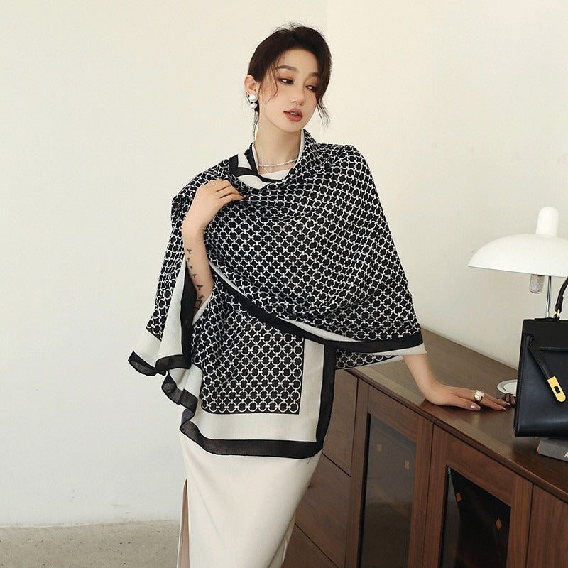 Women's Cotton Linen Fashionable Silk Travel Cloak Outdoor Scarfs