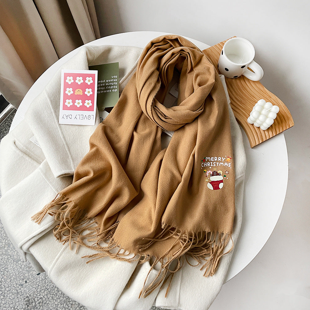 Women's High-grade Bear Cashmere Couple Christmas Atmosphere Scarfs